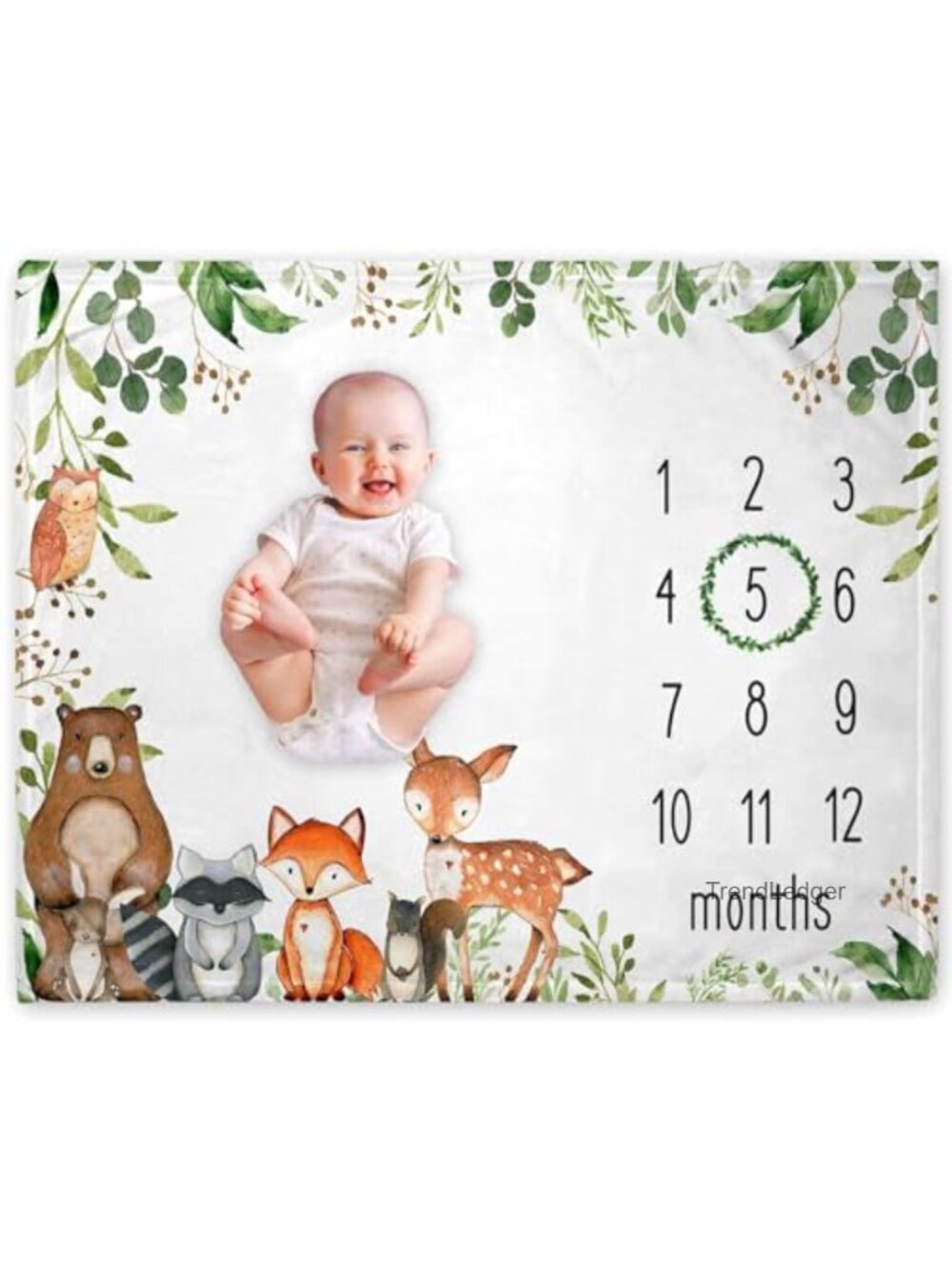 Woodland Baby Monthly Milestone Blanket Fleece 50x40 Inches